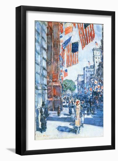 Flags, Fifth Avenue-Childe Hassam-Framed Art Print