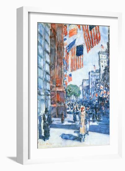 Flags, Fifth Avenue-Childe Hassam-Framed Art Print