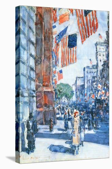 Flags, Fifth Avenue-Childe Hassam-Stretched Canvas