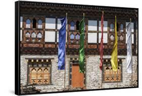 Flags Flutter Outside the Punakha Dzong Palace, Punakha, Bhutan-Gavriel Jecan-Framed Stretched Canvas