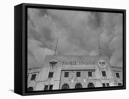Flags Flying at Half Mast on Top of Yankee Stadium to Honor Late Baseball Player Babe Ruth-Cornell Capa-Framed Stretched Canvas