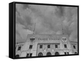 Flags Flying at Half Mast on Top of Yankee Stadium to Honor Late Baseball Player Babe Ruth-Cornell Capa-Framed Stretched Canvas