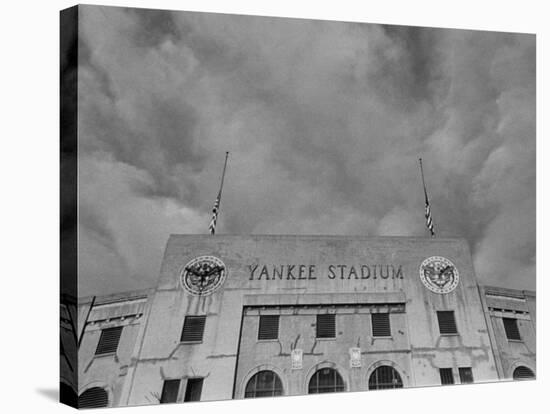 Flags Flying at Half Mast on Top of Yankee Stadium to Honor Late Baseball Player Babe Ruth-Cornell Capa-Stretched Canvas