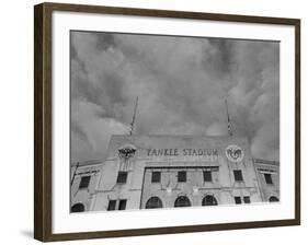 Flags Flying at Half Mast on Top of Yankee Stadium to Honor Late Baseball Player Babe Ruth-Cornell Capa-Framed Photographic Print