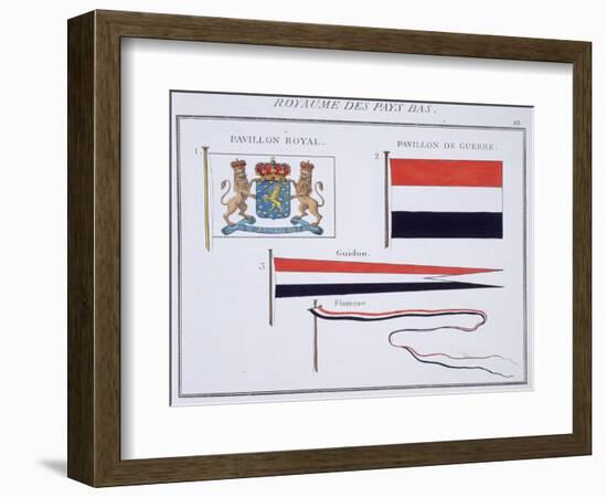 Flags from the Kingdom of the Netherlands, from a French Book of Flags, c.1819-null-Framed Giclee Print