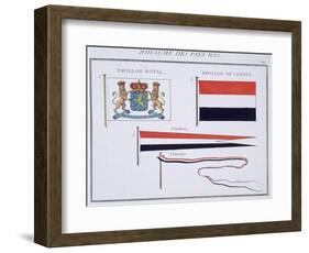 Flags from the Kingdom of the Netherlands, from a French Book of Flags, c.1819-null-Framed Giclee Print