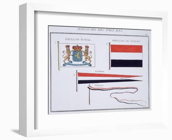 Flags from the Kingdom of the Netherlands, from a French Book of Flags, c.1819-null-Framed Giclee Print