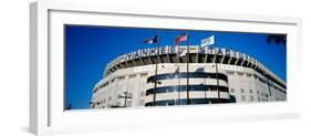 Flags in Front of a Stadium, Yankee Stadium, New York City, New York, USA-null-Framed Photographic Print