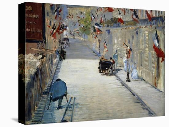 Flags in Mosnier Street-Edouard Manet-Stretched Canvas