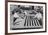 Flags Laid Out on Cutting Table to Be Sewn by Seamstresses During the Period of the Great War-null-Framed Premium Giclee Print