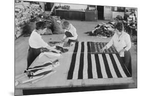 Flags Laid Out on Cutting Table to Be Sewn by Seamstresses During the Period of the Great War-null-Mounted Premium Giclee Print