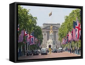 Flags Lining Mall to Buckingham Palace for President Obama's State Visit in 2011, London, England-Walter Rawlings-Framed Stretched Canvas