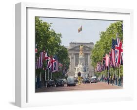 Flags Lining Mall to Buckingham Palace for President Obama's State Visit in 2011, London, England-Walter Rawlings-Framed Photographic Print