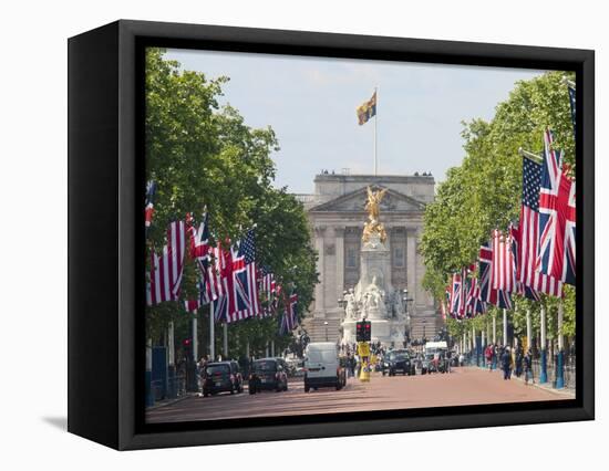 Flags Lining Mall to Buckingham Palace for President Obama's State Visit in 2011, London, England-Walter Rawlings-Framed Stretched Canvas