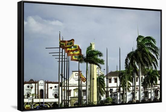 Flags Link Getsemani with El Centro Districts of Cartagena, Colombia-Jerry Ginsberg-Framed Stretched Canvas