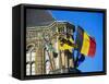 Flags of Belgium on the Right, Flanders in the Center on the Town Hall of Ghent, Flanders, Belgium-Richard Ashworth-Framed Stretched Canvas