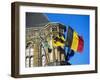 Flags of Belgium on the Right, Flanders in the Center on the Town Hall of Ghent, Flanders, Belgium-Richard Ashworth-Framed Photographic Print