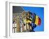 Flags of Belgium on the Right, Flanders in the Center on the Town Hall of Ghent, Flanders, Belgium-Richard Ashworth-Framed Photographic Print