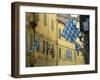 Flags of the Onda (Wave) Contrada in the Via Giovanni Dupre, Siena, Tuscany, Italy, Europe-Ruth Tomlinson-Framed Premium Photographic Print