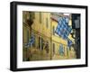 Flags of the Onda (Wave) Contrada in the Via Giovanni Dupre, Siena, Tuscany, Italy, Europe-Ruth Tomlinson-Framed Premium Photographic Print