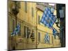 Flags of the Onda (Wave) Contrada in the Via Giovanni Dupre, Siena, Tuscany, Italy, Europe-Ruth Tomlinson-Mounted Photographic Print