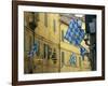 Flags of the Onda (Wave) Contrada in the Via Giovanni Dupre, Siena, Tuscany, Italy, Europe-Ruth Tomlinson-Framed Photographic Print