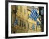 Flags of the Onda (Wave) Contrada in the Via Giovanni Dupre, Siena, Tuscany, Italy, Europe-Ruth Tomlinson-Framed Photographic Print