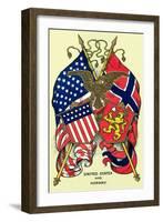 Flags of United States and Norway-null-Framed Art Print