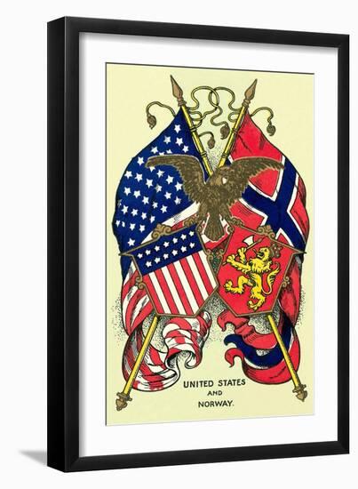 Flags of United States and Norway-null-Framed Art Print