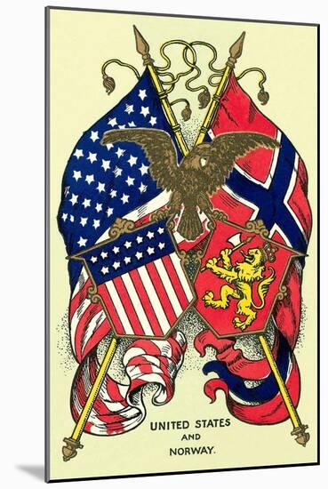 Flags of United States and Norway-null-Mounted Art Print