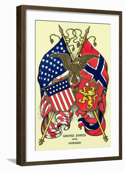 Flags of United States and Norway-null-Framed Art Print