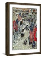 Flags on 57th Street, Winter 1918-Childe Hassam-Framed Giclee Print