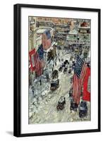 Flags on 57th Street, Winter 1918-Childe Hassam-Framed Giclee Print