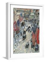 Flags on Fifth Avenue, Winter 1918-Childe Hassam-Framed Art Print