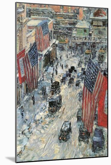 Flags on Fifth Avenue, Winter 1918-Childe Hassam-Mounted Art Print
