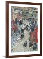 Flags on Fifth Avenue, Winter 1918-Childe Hassam-Framed Art Print