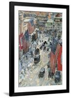 Flags on Fifth Avenue, Winter 1918-Childe Hassam-Framed Art Print