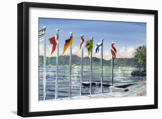 Flags on Lac Leman, 2010-Vincent Alexander Booth-Framed Giclee Print