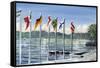 Flags on Lac Leman, 2010-Vincent Alexander Booth-Framed Stretched Canvas