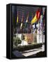 Flags Outside the Rockefeller Center, New York City, New York, USA-Walter Rawlings-Framed Stretched Canvas