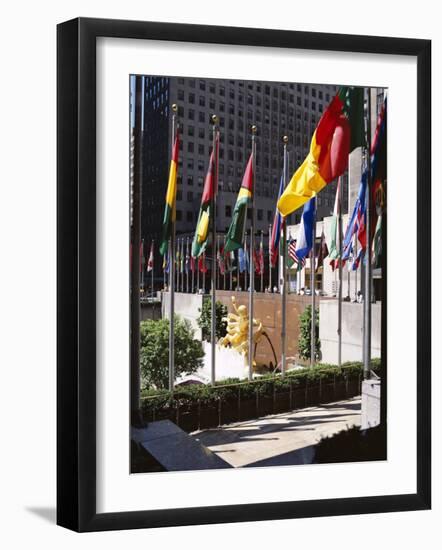 Flags Outside the Rockefeller Center, New York City, New York, USA-Walter Rawlings-Framed Photographic Print