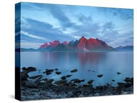 Flakstad Mountain Range Illuminated by Midnight Sun, Lofoten Islands, Norway-Doug Pearson-Stretched Canvas