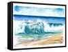 Flamands Beach Breaking Waves in St. Barth-M. Bleichner-Framed Stretched Canvas