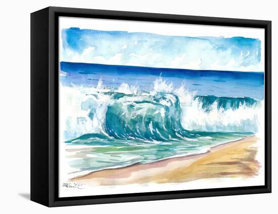 Flamands Beach Breaking Waves in St. Barth-M. Bleichner-Framed Stretched Canvas