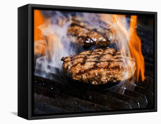 Flame Grilled Burgers on the Grill-Dean Sanderson-Framed Stretched Canvas