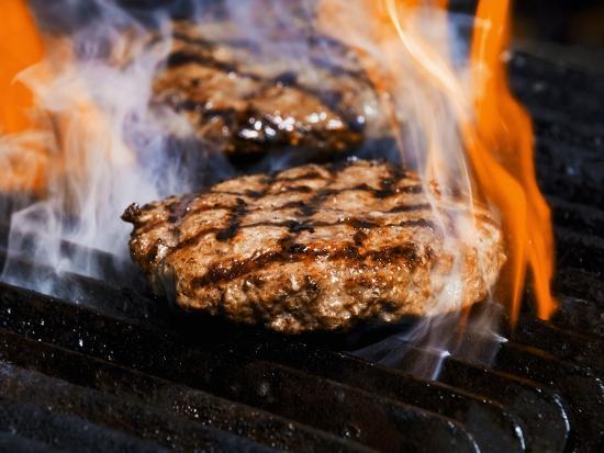 Flame Grilled Burgers on the Grill' Photographic Print - Dean Sanderson |  AllPosters.com