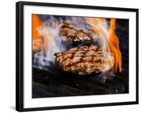 Flame Grilled Burgers on the Grill-Dean Sanderson-Framed Photographic Print