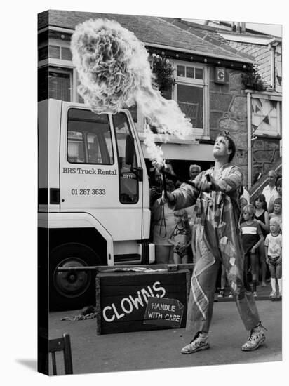 Flame-Throwing Clown-null-Stretched Canvas