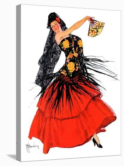 "Flamenco Dancer in Red,"March 14, 1936-R.J. Cavaliere-Stretched Canvas