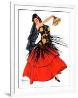 "Flamenco Dancer in Red,"March 14, 1936-R.J. Cavaliere-Framed Giclee Print